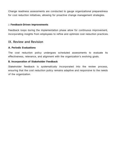 Free Financial Cost Reduction Policy Template to Edit Online