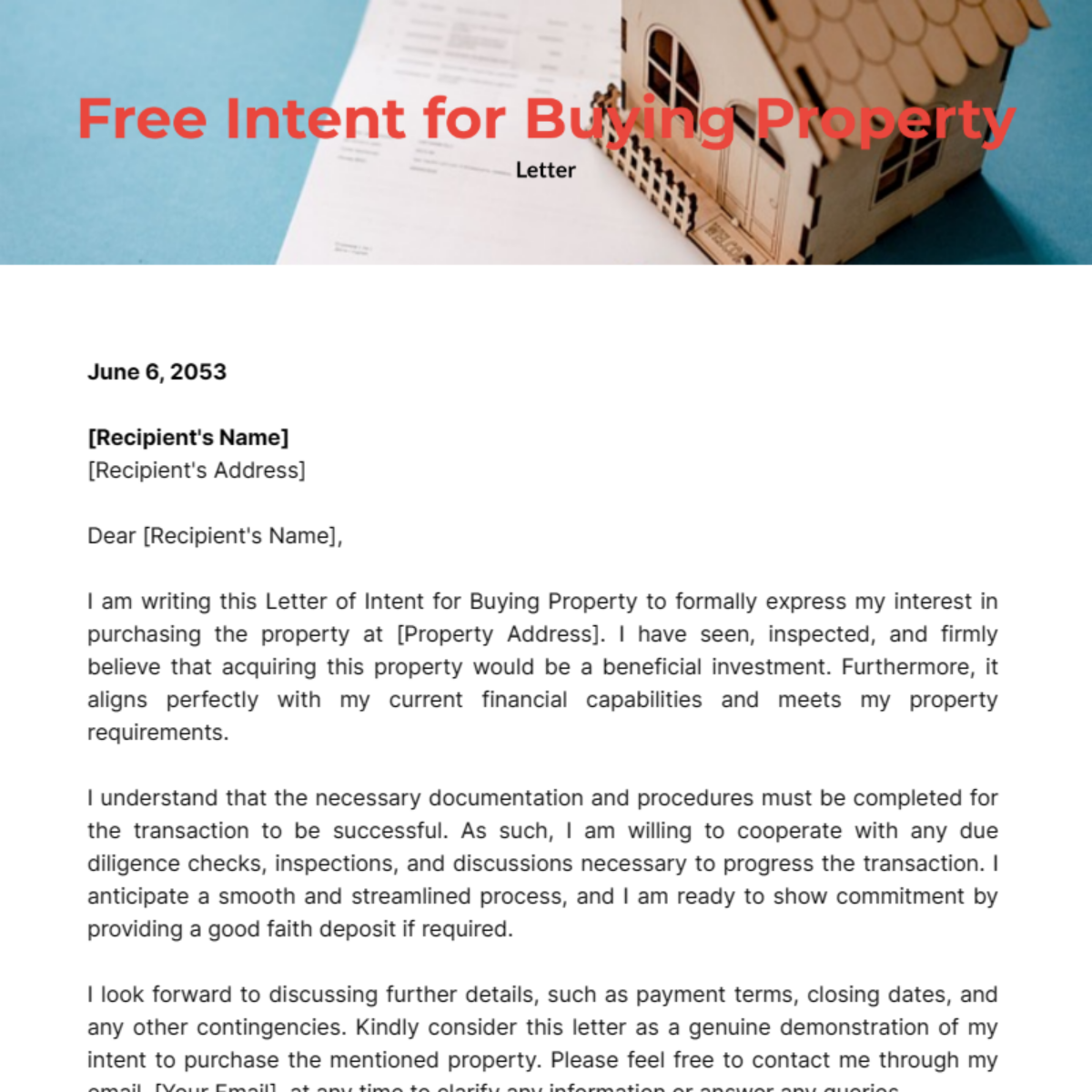 Letter of Intent for Buying Property Template