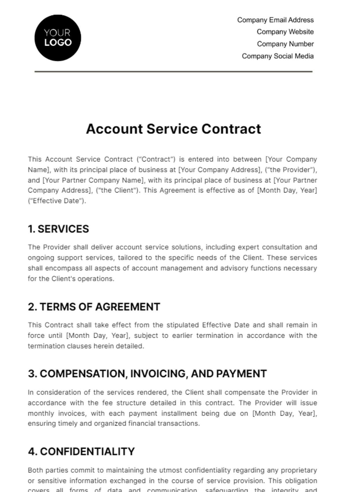 Account Service Contract Template
