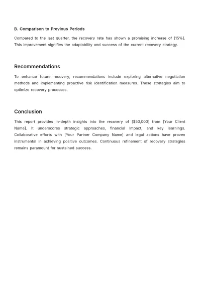 Free Finance Debt Recovery Report Template to Edit Online