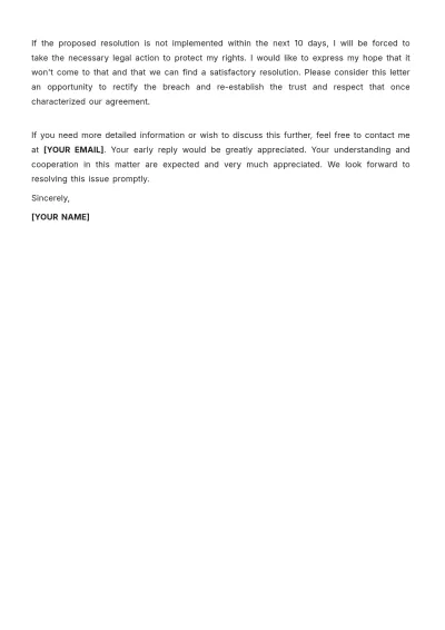 Free Breach of Lease Letter Before Action Template to Edit Online