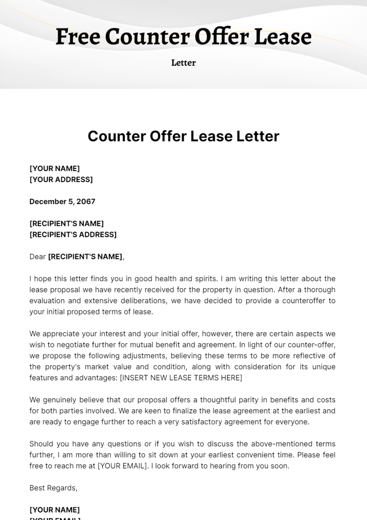 Free Counter Offer Lease Letter Template