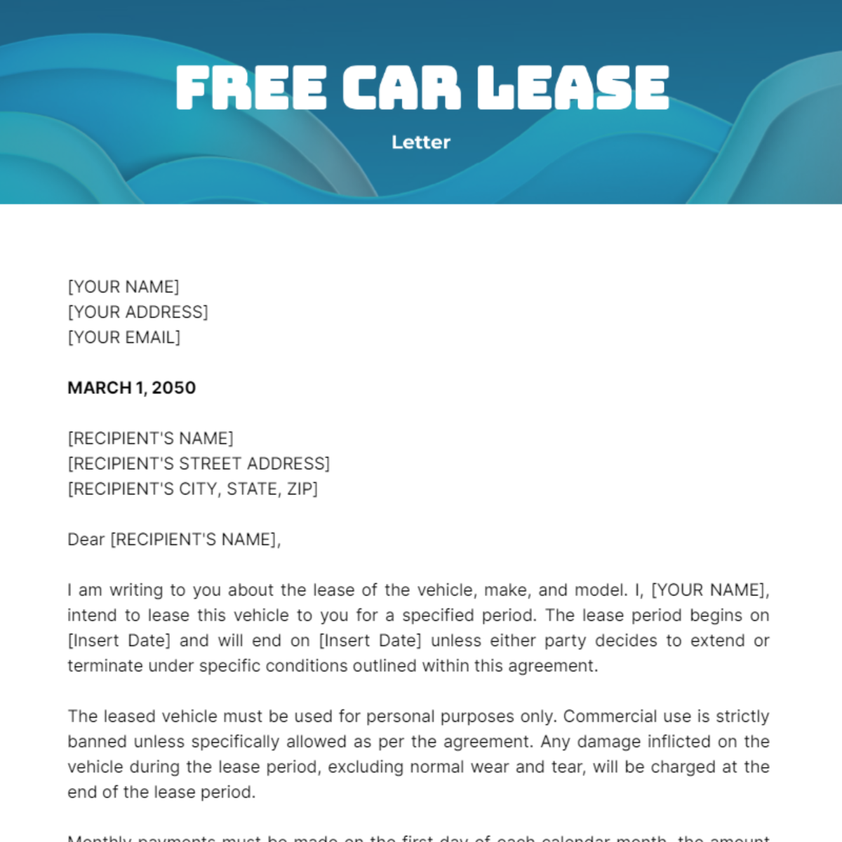 Free Car Lease Letter Edit Online & Download