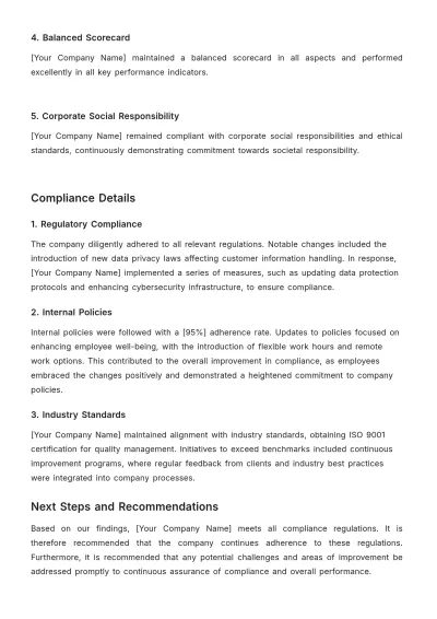 Free Financial Quarterly Compliance Report Template to Edit Online
