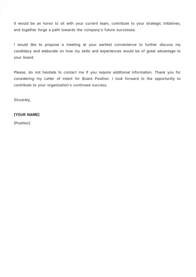 Free Letter of Intent for Board Position Template to Edit Online