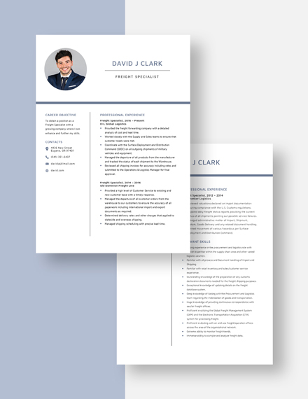 Freight Specialist Resume Download