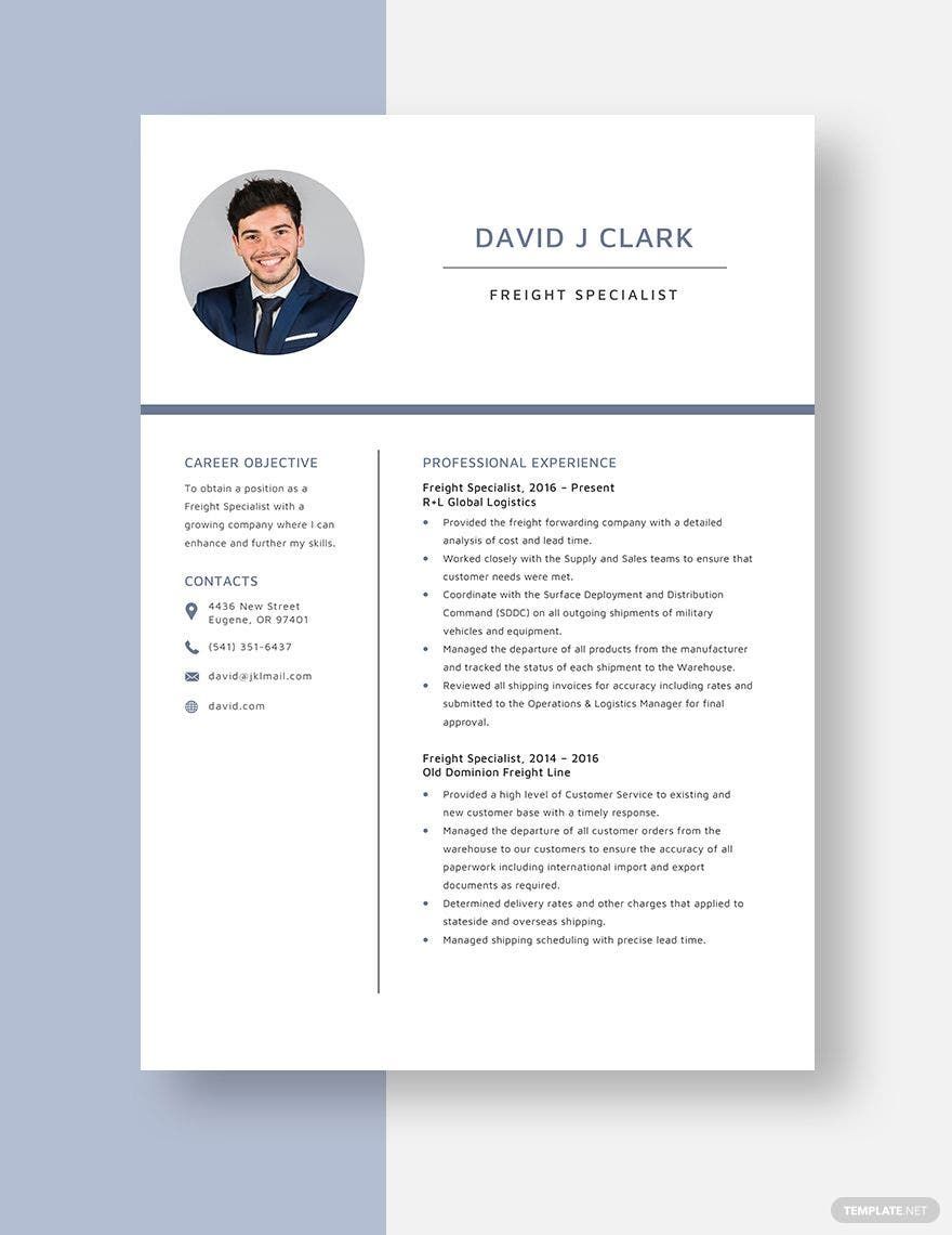 Freight Specialist Resume