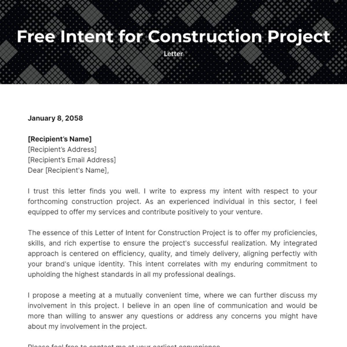 Letter of Intent for Construction Project Template