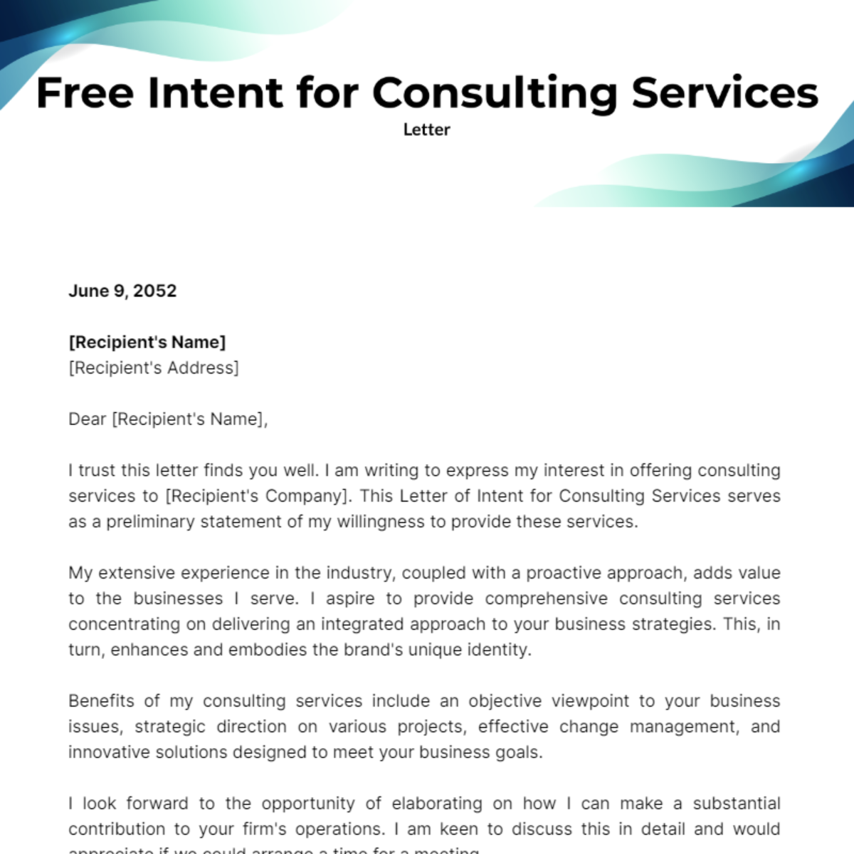 Letter of Intent for Consulting Services Template