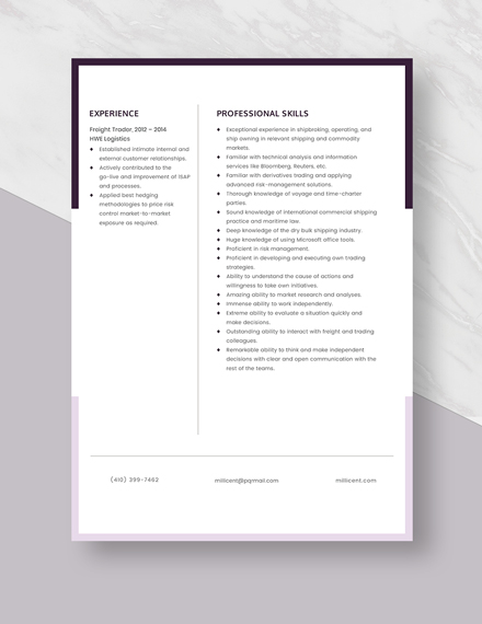 Freight Trader Resume Template