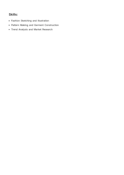 Free Fashion Designer Job Description Resume Template to Edit Online