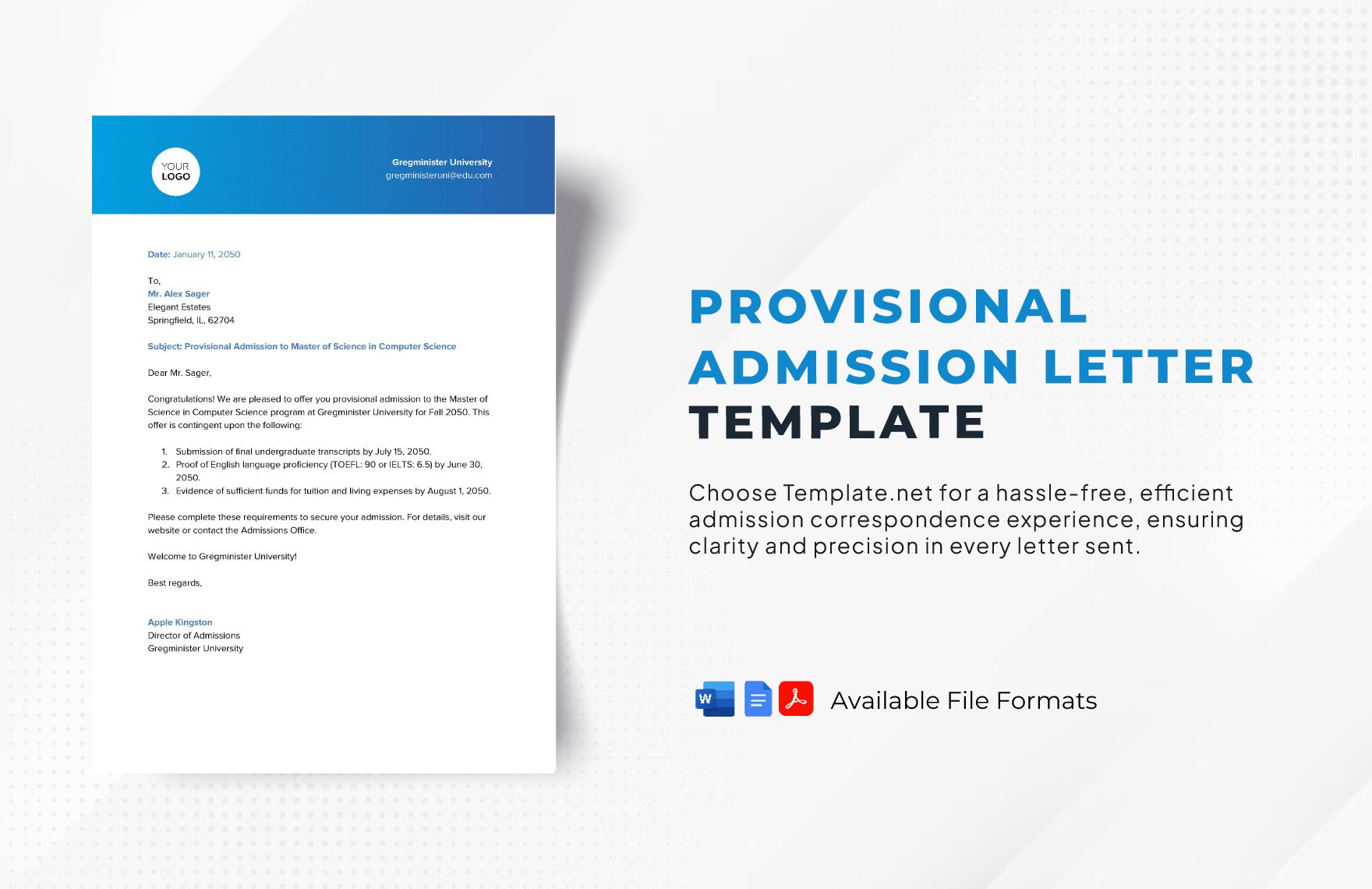 Provisional Admission Letter Template