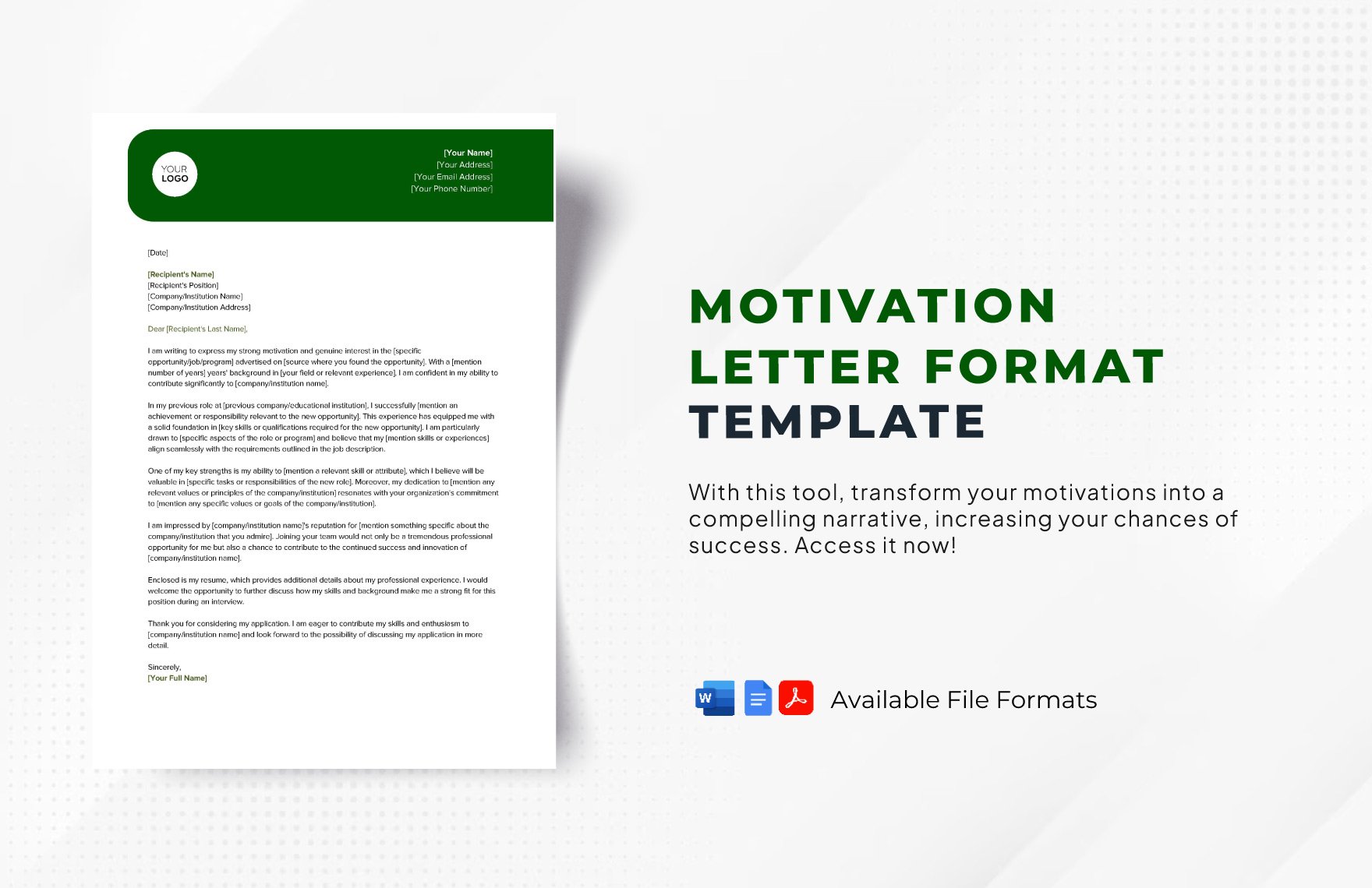 Motivation Letter Format Template