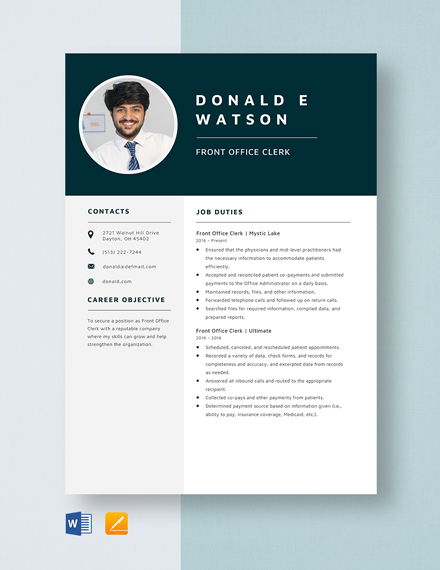 Front End Developer Resume Template [Free PSD] - Word, Apple Pages ...