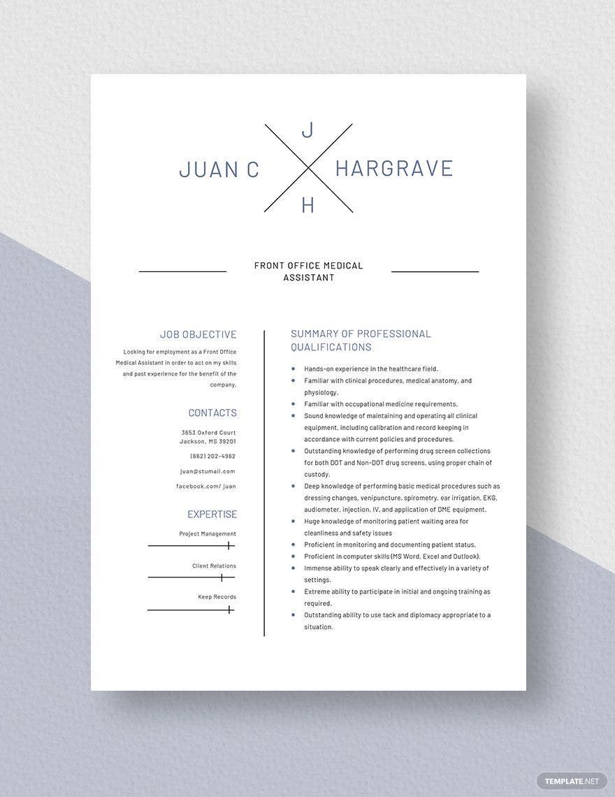 Front Office Medical Assistant Resume
