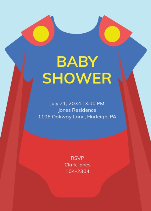superhero onesie baby shower invitation