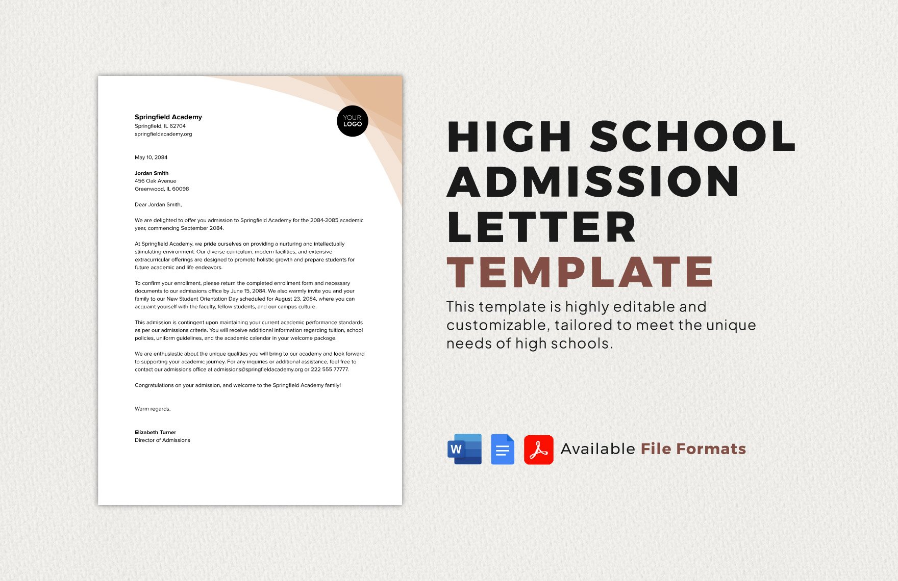 High School Admission Letter Template