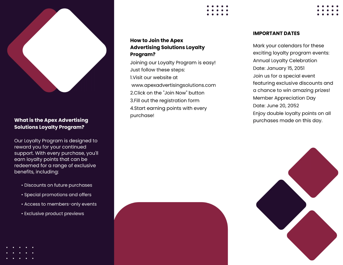 Free Marketing Loyalty Program Brochure Template to Edit Online