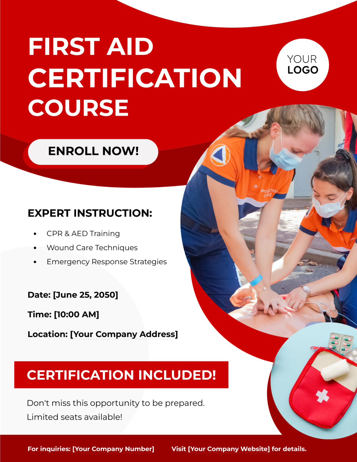 First Aid Certification Course Flyer