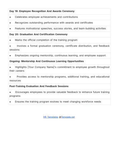 Free Employee Training Schedule HR Template to Edit Online