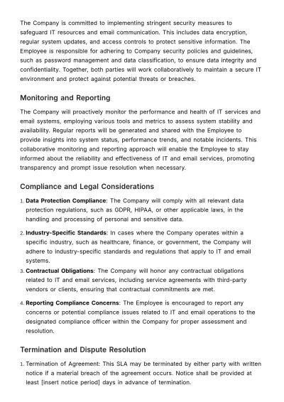 Free IT and Email Policy SLA HR Template to Edit Online
