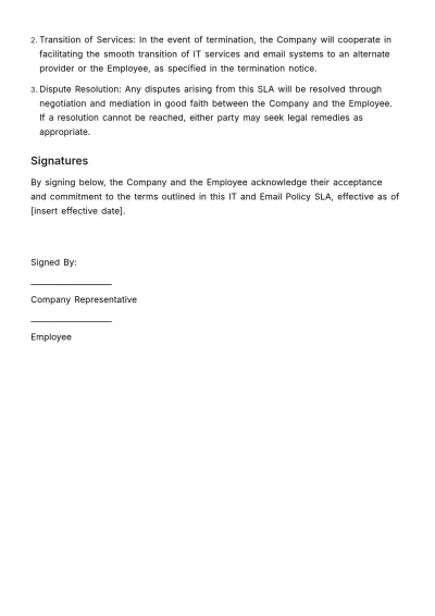 Free IT and Email Policy SLA HR Template to Edit Online