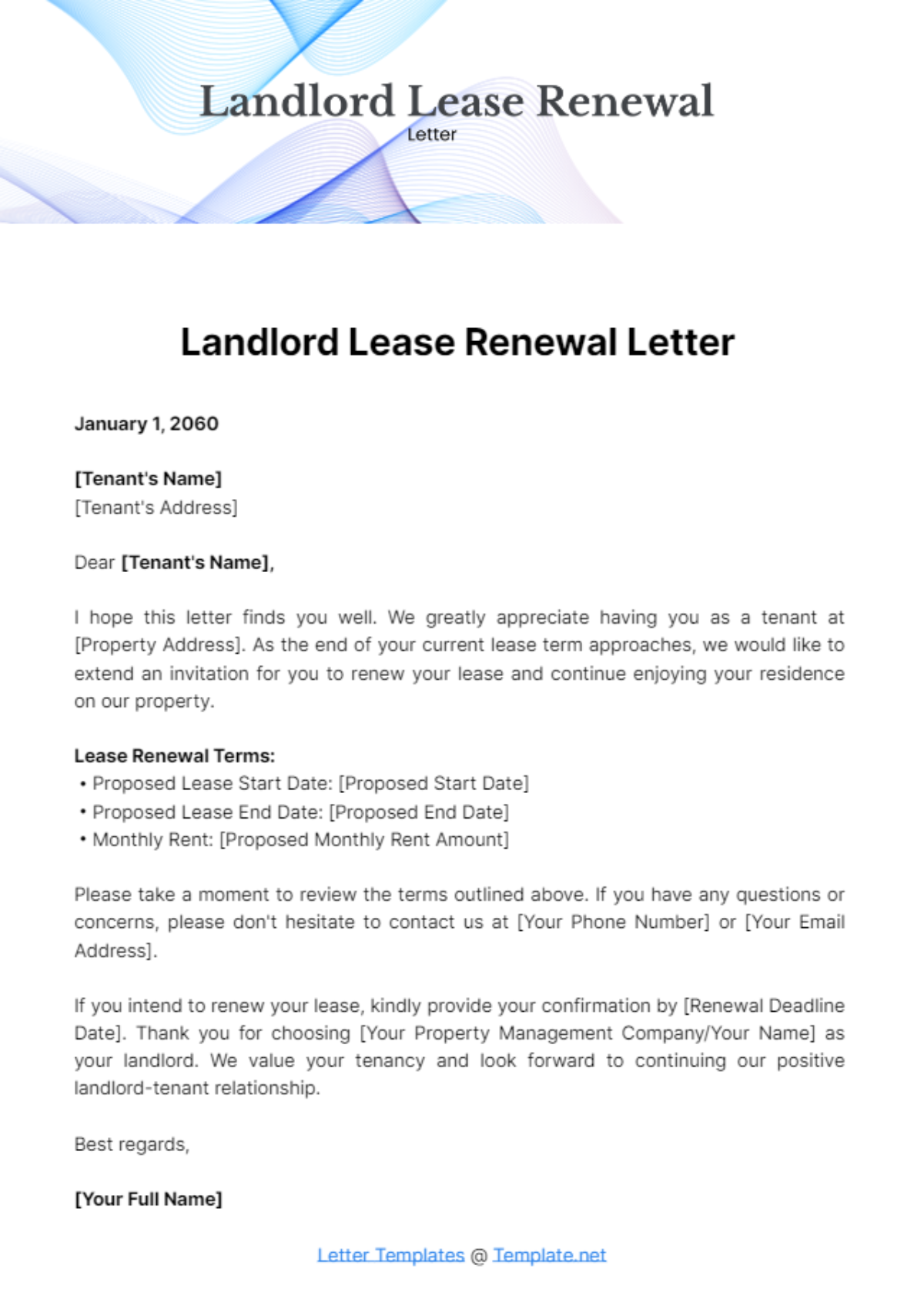 Landlord Lease Renewal Letter Template