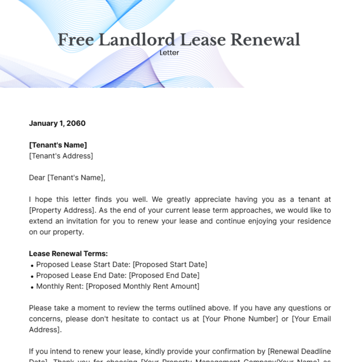 Landlord Lease Renewal Letter Template