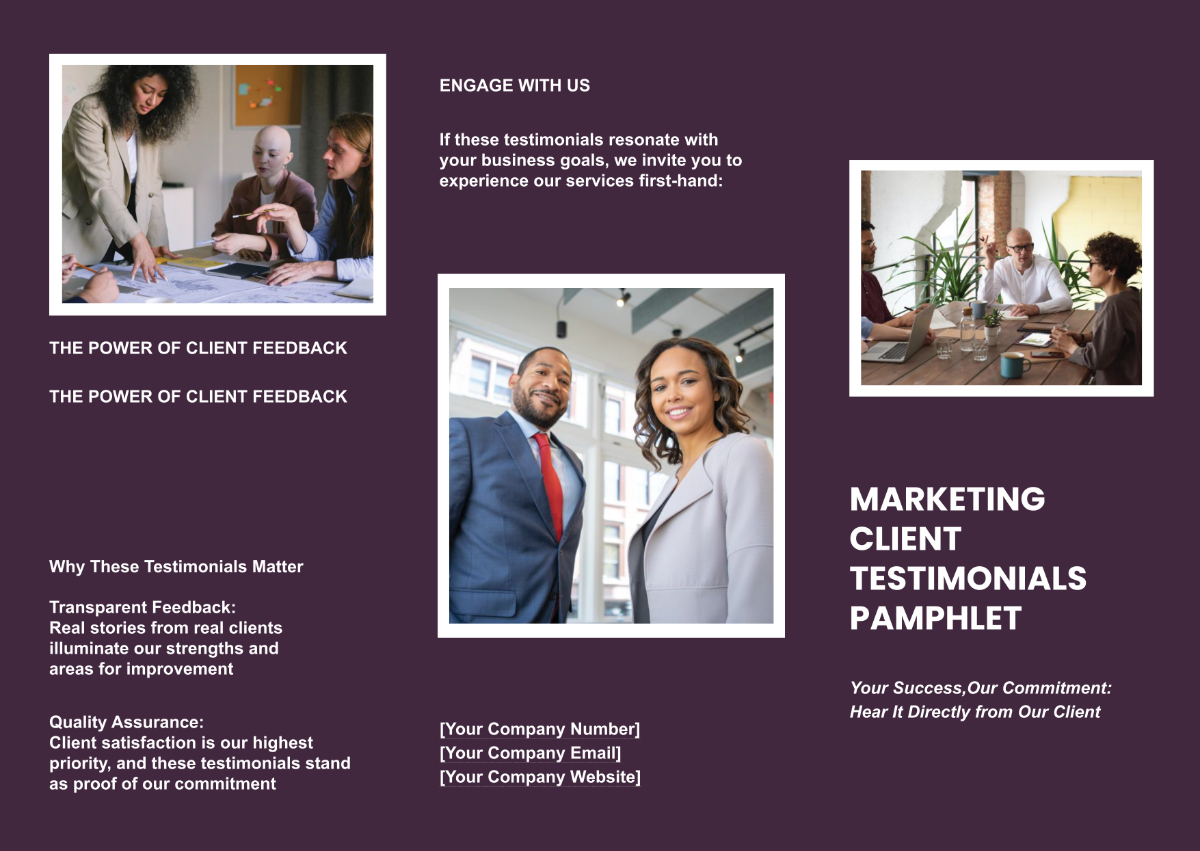 Marketing Client Testimonials Pamphlet