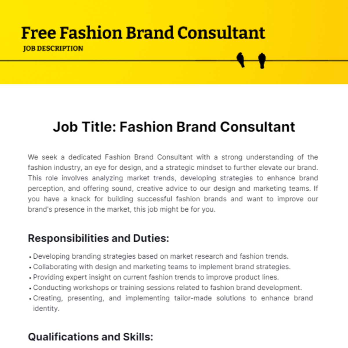 Fashion Brand Consultant Job Description Template