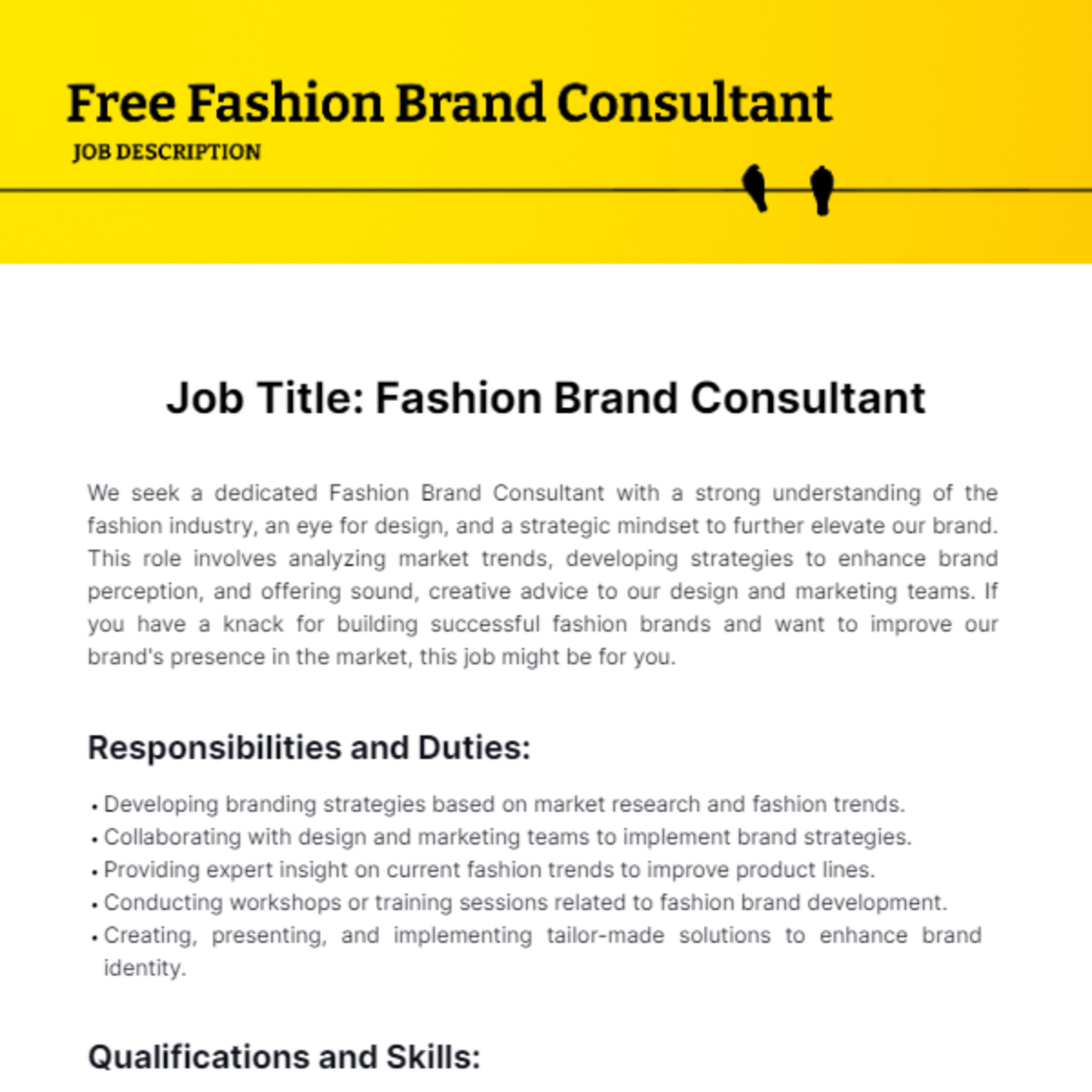 Fashion Brand Consultant Job Description Template Edit Online 