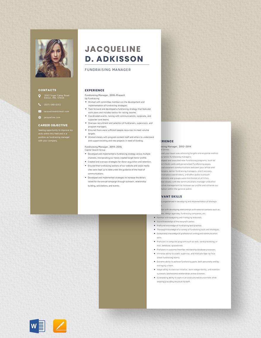 Fundraising Manager Resume
