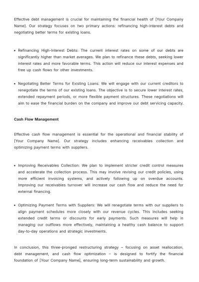 Free Finance Portfolio Restructuring Plan Template to Edit Online