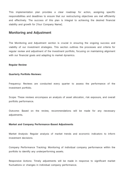 Free Finance Portfolio Restructuring Plan Template to Edit Online