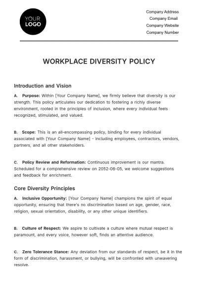 Free Workplace Diversity Policy HR Template to Edit Online
