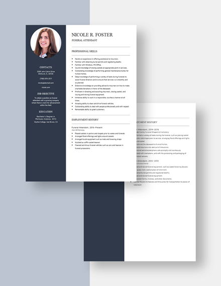 Funeral Attendant Resume  Download