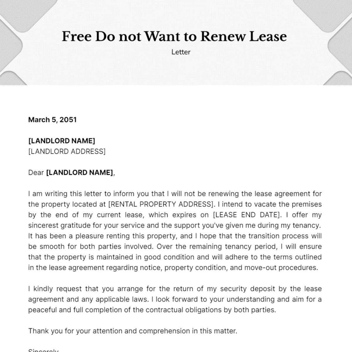 Do not Want to Renew Lease Letter Template
