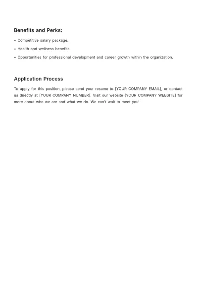 Free Church Event Planner Job Description Template to Edit Online