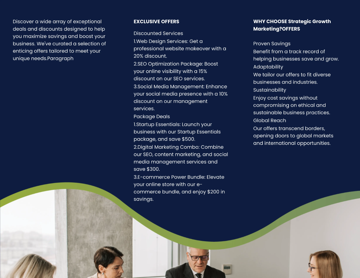 Free Marketing Promotional Offers Brochure Template to Edit Online