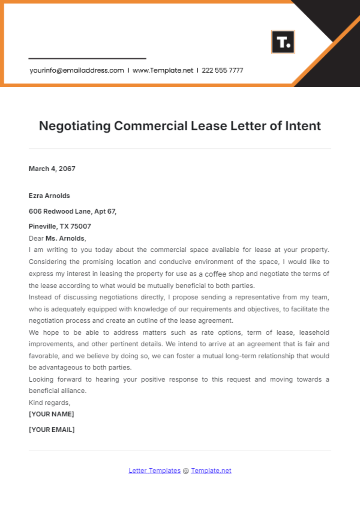 Negotiating Commercial Lease Letter of Intent Template