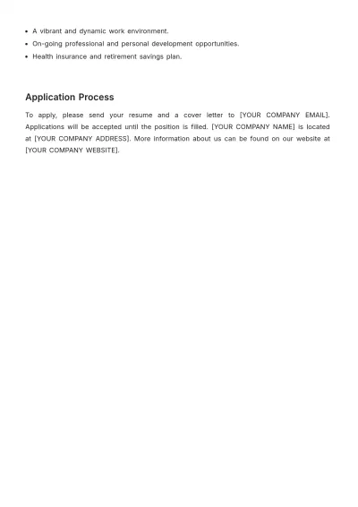 Free Personal Event Planner Job Description Template to Edit Online