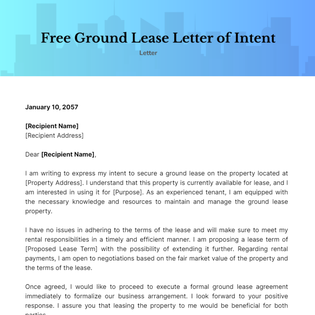 Ground Lease Letter of Intent Template