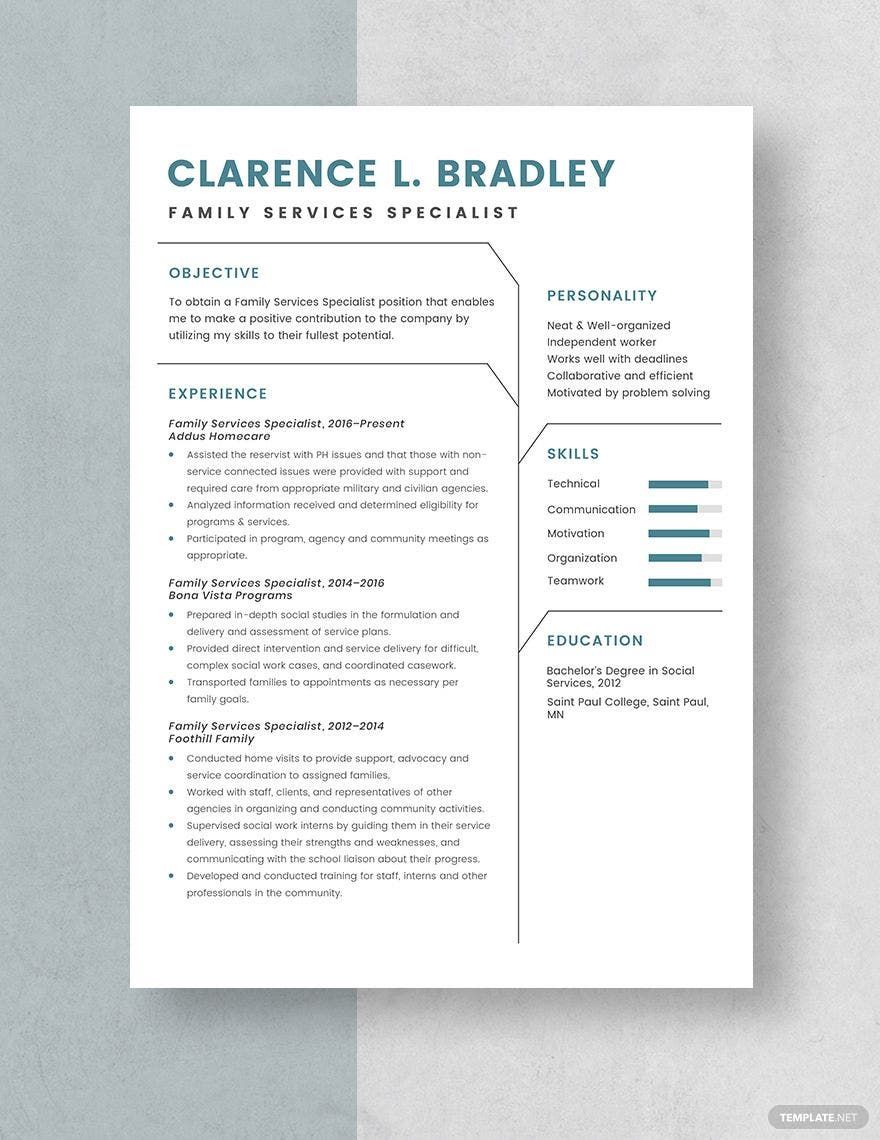 Family Services Specialist Resume