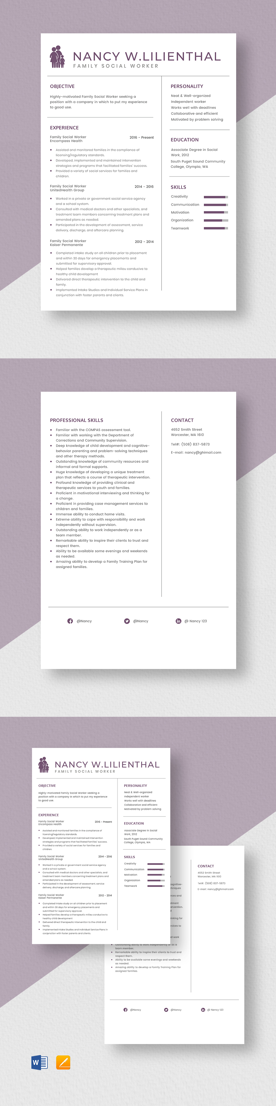 Family Social Worker Resume Template - Family Social Worker Resume Template 1 