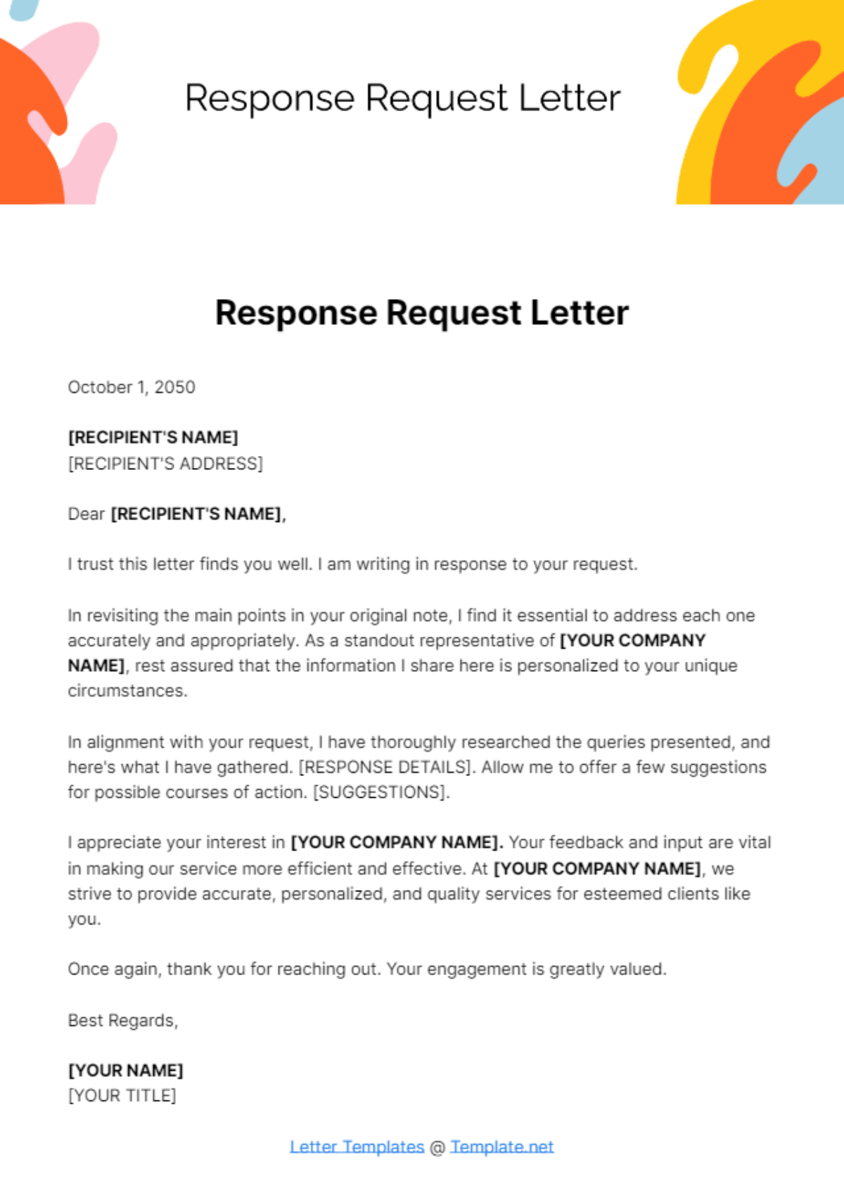 Response Request Letter Template