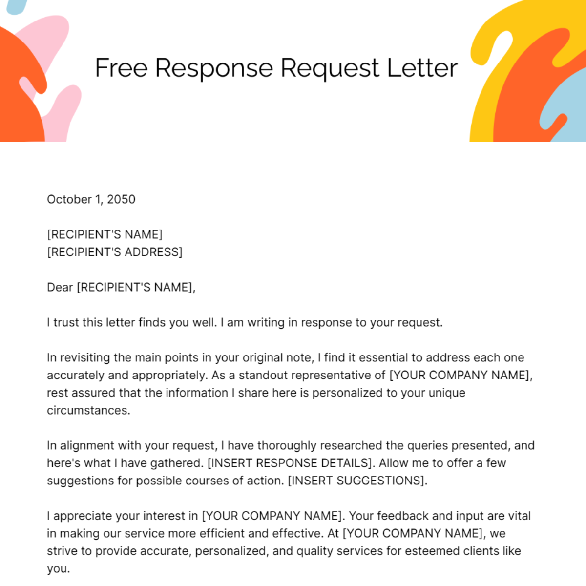 Free Response Request Letter