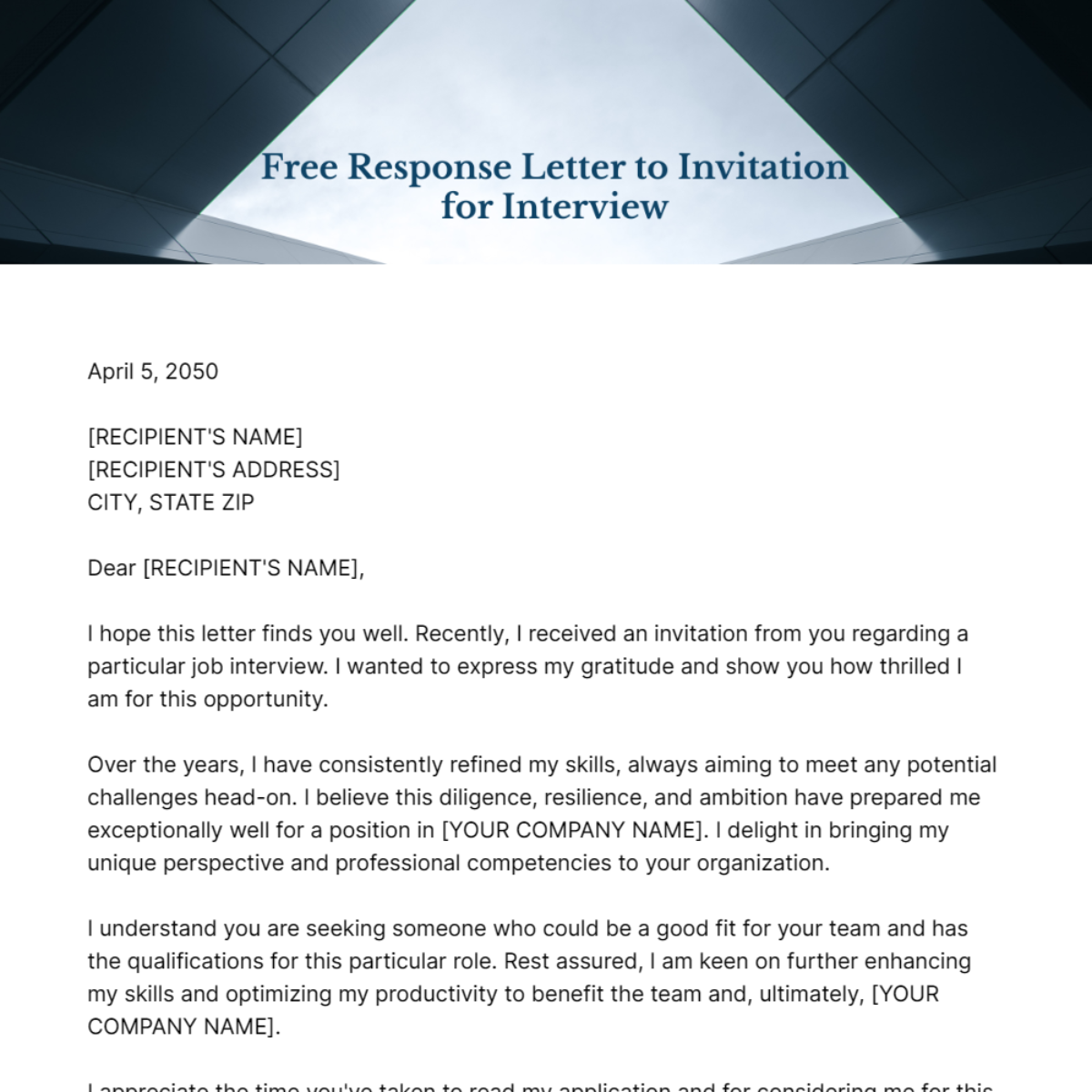 Free Response Letter to Invitation for Interview