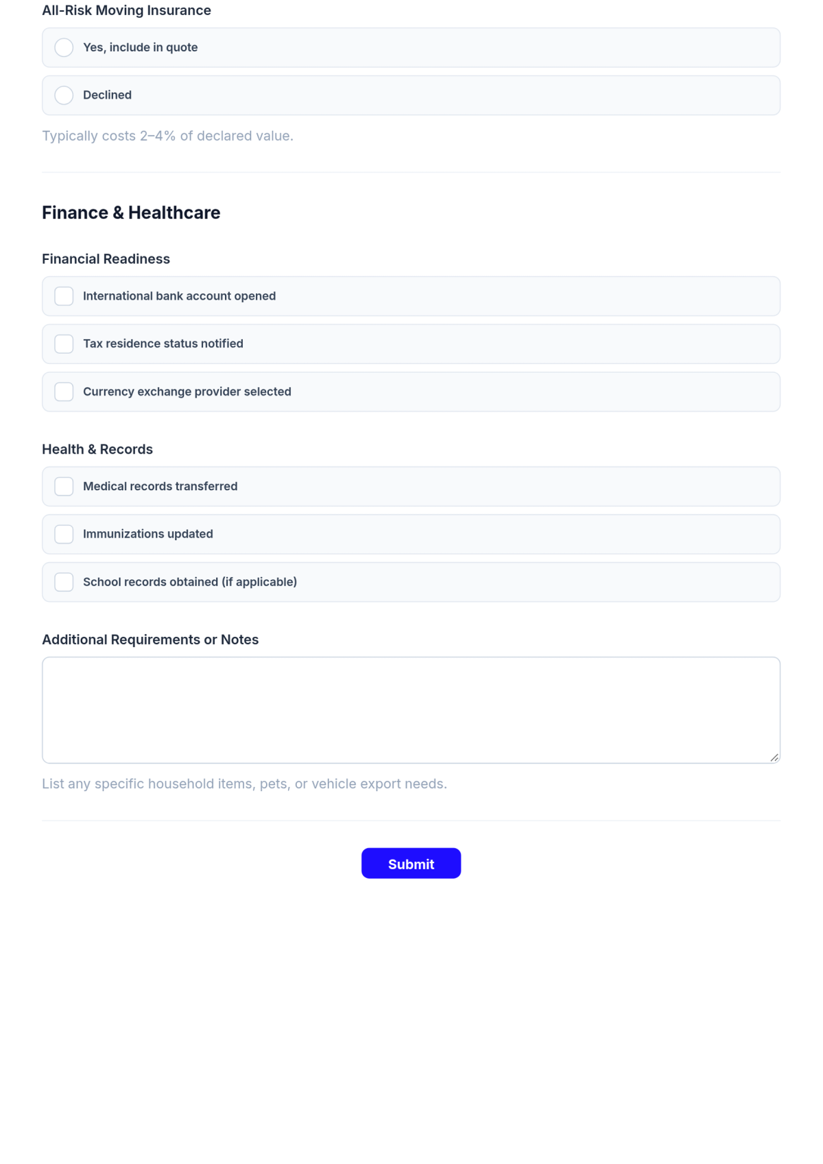Free Moving Overseas Checklist Template & AI Maker