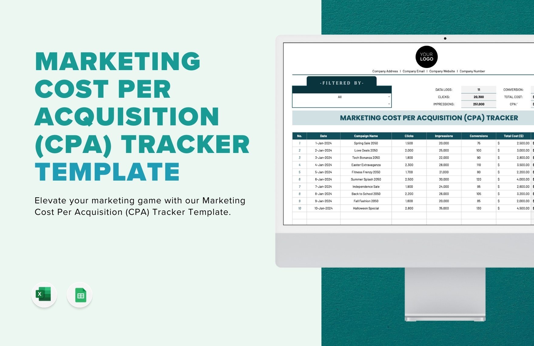 Marketing Cost Per Acquisition (CPA) Tracker Template