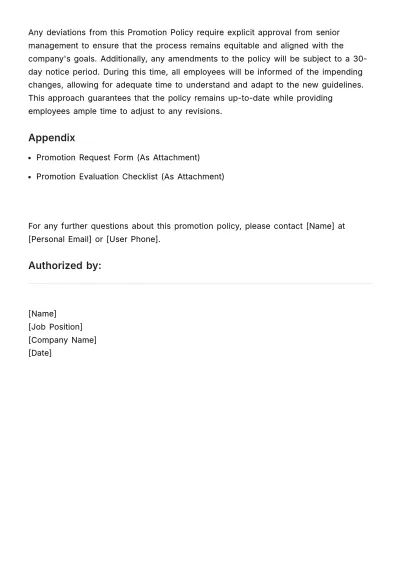 Free Promotion Policy Outline HR Template to Edit Online